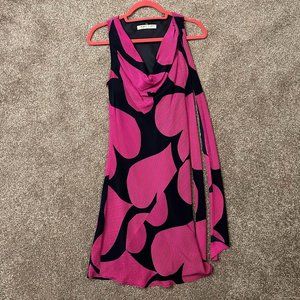 Trina Turk Sleeveless Women's Dress, Magenta/Navy, Polyester/Silk, Size 2